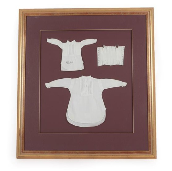 A Framed Display of Three 19th Century School Sewing Samples,...