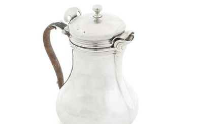 A French Louis XV hot milk jug Antoine-Jean de Villeclair, Paris 1758/59, control marks to upper...