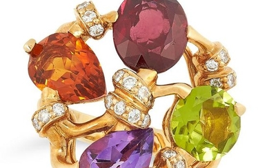 A GEMSET DRESS RING, CHANEL set with an oval cut