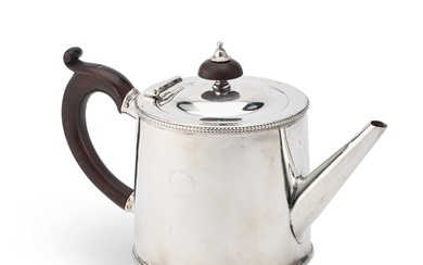 A GEORGE III SCOTTISH SILVER DRUM-SHAPED TEAPOT