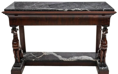 A GOOD 19TH C. NEOCLASSICAL CONSOLE WITH LARGE WHIPPETS