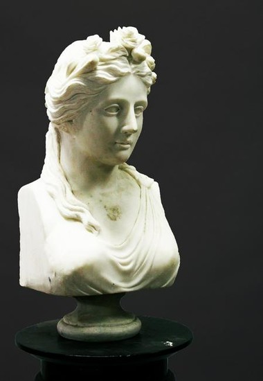 A GOOD ROMAN STYLE CARVED FEMALE BUST, 20TH CENTURY