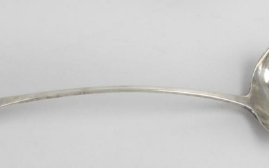 A George III Scottish silver soup ladle, in plain Old