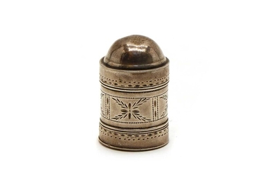 A George III cylindrical silver nutmeg grater