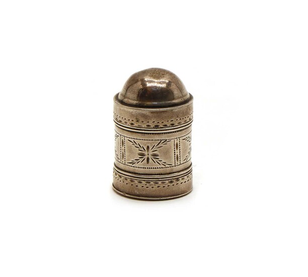 A George III cylindrical silver nutmeg grater