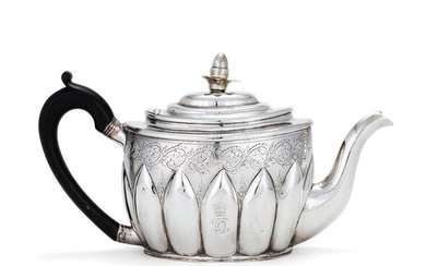 A George III silver oval tea pot by Solomon Hougham