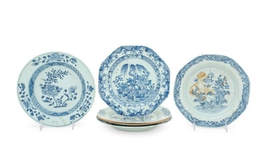 A Group of Six Chinese Export Blue and White Porcelain