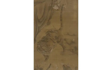 A Japanese painting of 'tiger and leopard' Edo period Painted with ink...