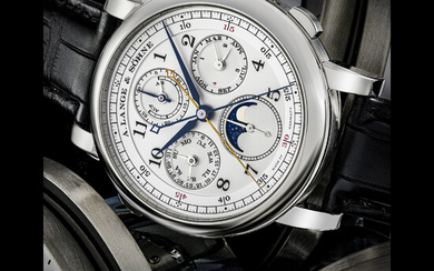 A. LANGE & SÖHNE. A PLATINUM PERPETUAL CALENDAR SPLIT SECONDS CHRONOGRAPH WRISTWATCH WITH MOON PHASES, POWER RESERVE AND LEAP YEAR INDICATION 1815 RATTRAPANTE PERPETUAL CALENDAR MODEL, REF. 421.025