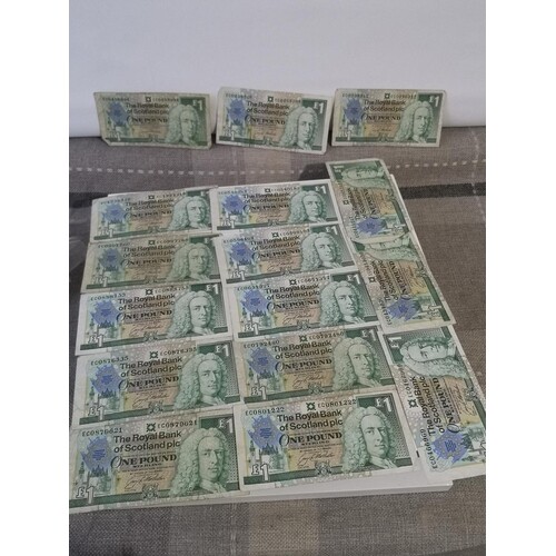 A LOT OF 30 THE ROYAL BANK OF SCOLTAND PLC ONE POUND BANK NO...