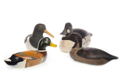 A LOT OF THREE DUCK DECOYS AND A CERAMIC
