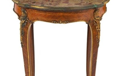 A Louis XV Style Gilt Bronze Mounted Marble-Top Side