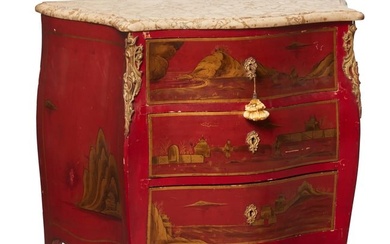 A Louis XV-style lacquered wood small commode