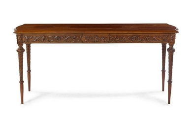 A Louis XVI Style Carved Walnut Table