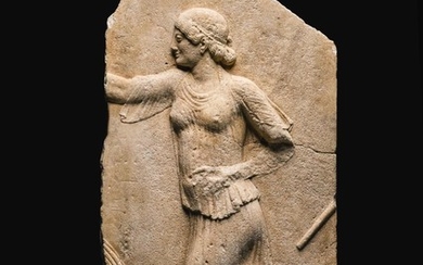 A MARBLE RELIEF FRAGMENT, 2ND QUARTER OF THE 5TH CENTURY B.C., OR LATER