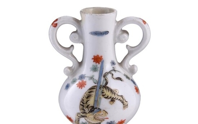 A Meissen Kakiemon two-handled miniature baluster vase