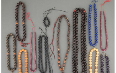 A Mixed Lot of Ten Strands of Chinese Prayer Beads and Necklaces