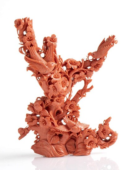 A Momo or Cerasuolo coral (Corallium Elatius) sculpture depicting...