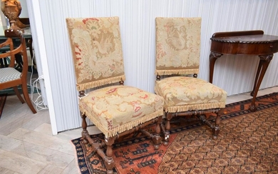 A PAIR OF 19TH CENTURY FRENCH TAPESTRY UPHOLSTERED CHAIRS