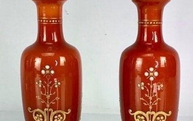 A PAIR OF BACCARAT GLASS & SILVER VASES