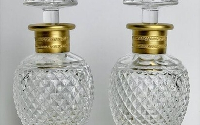 A PAIR OF DORE BRONZE & BACCARAT PERFUME BOTTLES