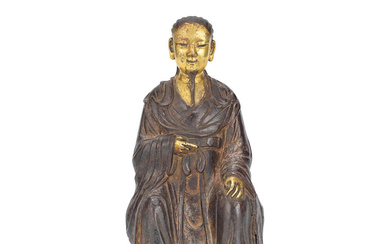 A PARCEL-GILT BRONZE FIGURE OF ZHENWU Ming Dynasty