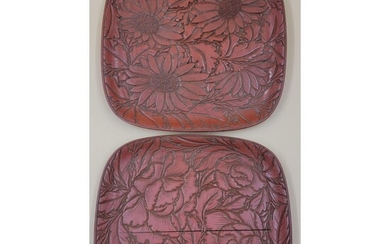 A Pair Of 18-19th C Chinese Carved Cinnabar Trays
