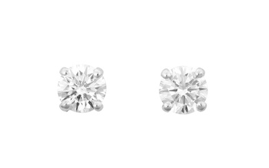 A Pair of 18 Carat Gold Diamond Solitaire Earrings the...