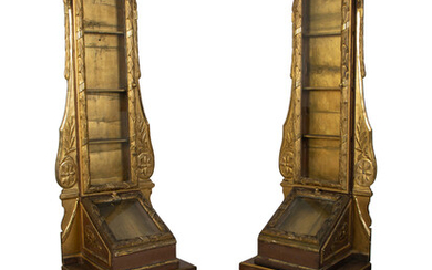 A Pair of Italian Giltwood Reliquary Cabinets
