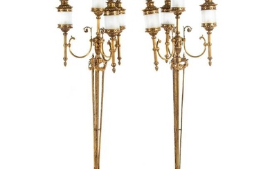 A Pair of Louis XVI Style Bronze Floor Lamps