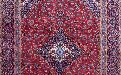 A Persian Hand Knotted Kashan Carpet, 375 X 277