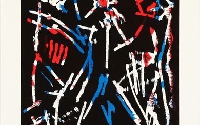 A. R. Penck: “Mul Bul Dang & Sentimentality”, 1988. Signed A. R. Penck, HC 9/30. Woodcut in colours. Sheet size 89 × 69 cm.