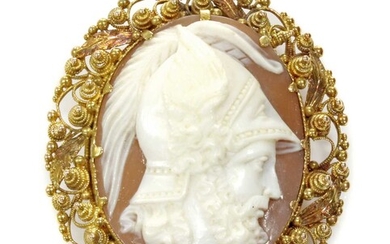 A Regency gold oval shell cameo