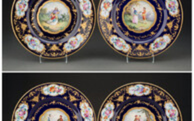 A Set of Ten Czech Sevres-style Enameled Porcelain Plates (19th century)