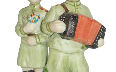 A Soviet Porcelain WWII Figurine Soldier Couple