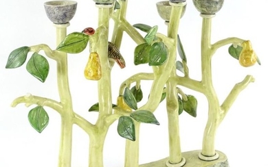 A Studio Pottery six branch candelabra, by Anna Lambert,...