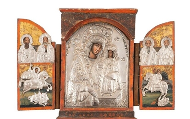 A TRIPTYCH SHOWING THE MOTHER OF GOD 'THE UNFADING