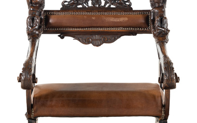 A Venetian Carved Walnut Armchair