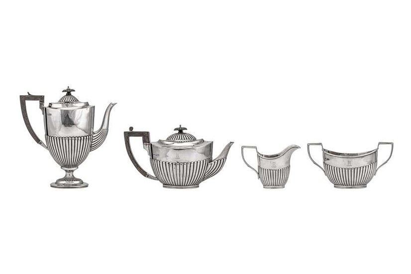 A Victorian sterling silver four-piece tea and coffee service, London 1891/93 by Charles Stuart Harris