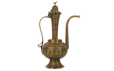 A ZAND-STYLE SILVER-INLAID BRASS EWER MADE FOR THE IRANIAN MARKET Possibly Damascus, Syria, late 19th century