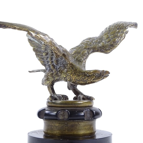 A bronze eagle design car mascot, early 20th century, unsign...