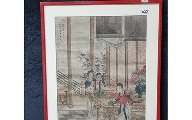 A charming Liaozhai painting, rendered in ink and colour on ...
