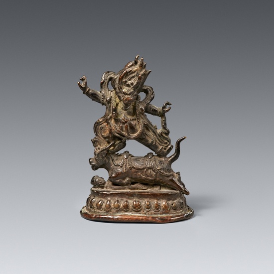 A dark patinated bronze figure of Dharmaraja Yama. 19th century