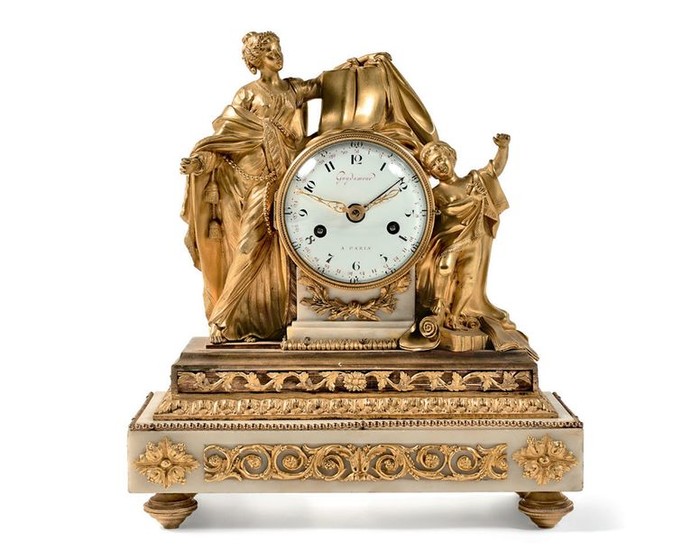 A gilt bronze clock chiseled A l'histoire, Clio...