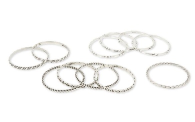 A group of Mexican silver bangle bracelets