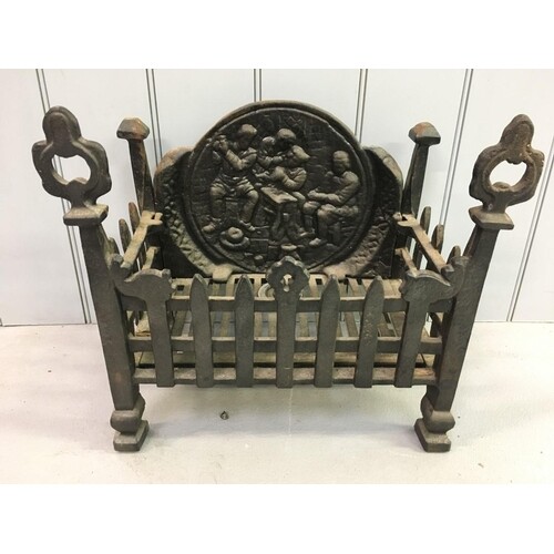 A heavy antique cast-iron fire basket. Dimensions(cm) H43 W4...