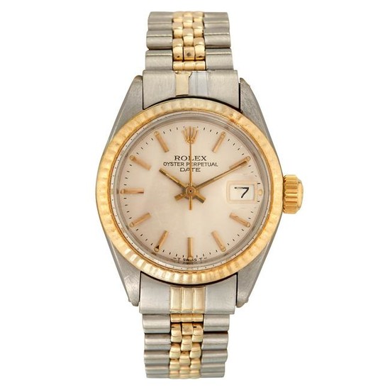 A lady's stainless steel and fourteen karat gold