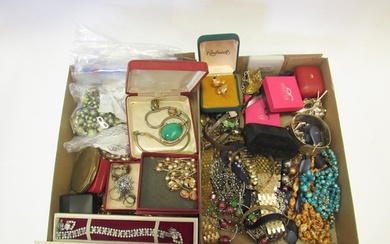 A large collection of costume jewellery including necklaces,...