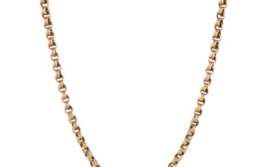 A late Victorian 9ct gold longuard chain necklace, with lobs...