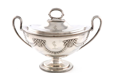 A late-Victorian silver two-handled soup tureen and cover